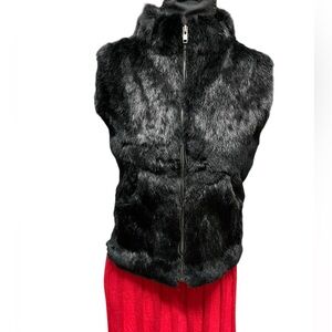 Vintage, Rabbit Fur Vest, Wool Blend Ribbed Knit B Size Small by 2 Sisters